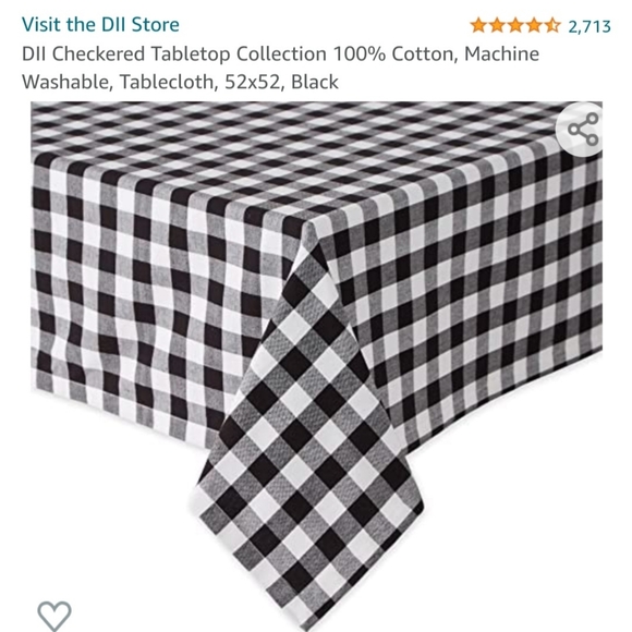 NWT 2 BLACK & WHITE BUFFALO CHECK PLAID CLASSIC FARMHOUSE TABLECLOTH 52INX52IN - Picture 3 of 7